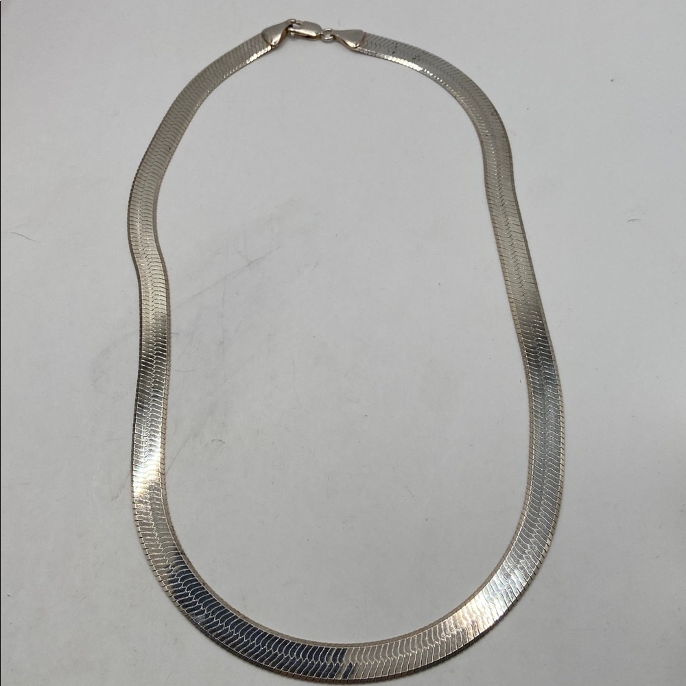 Vintage Sterling Silver 925 Herringbone Necklace Made in Italy 20”L - Picture 4 of 7